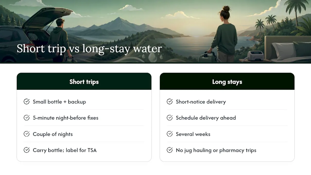 Short stay versus longer stay water options