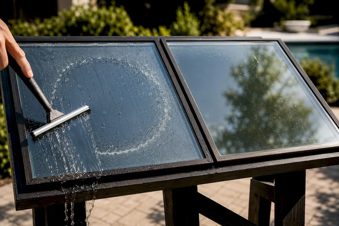 Two panes showing different rinse results